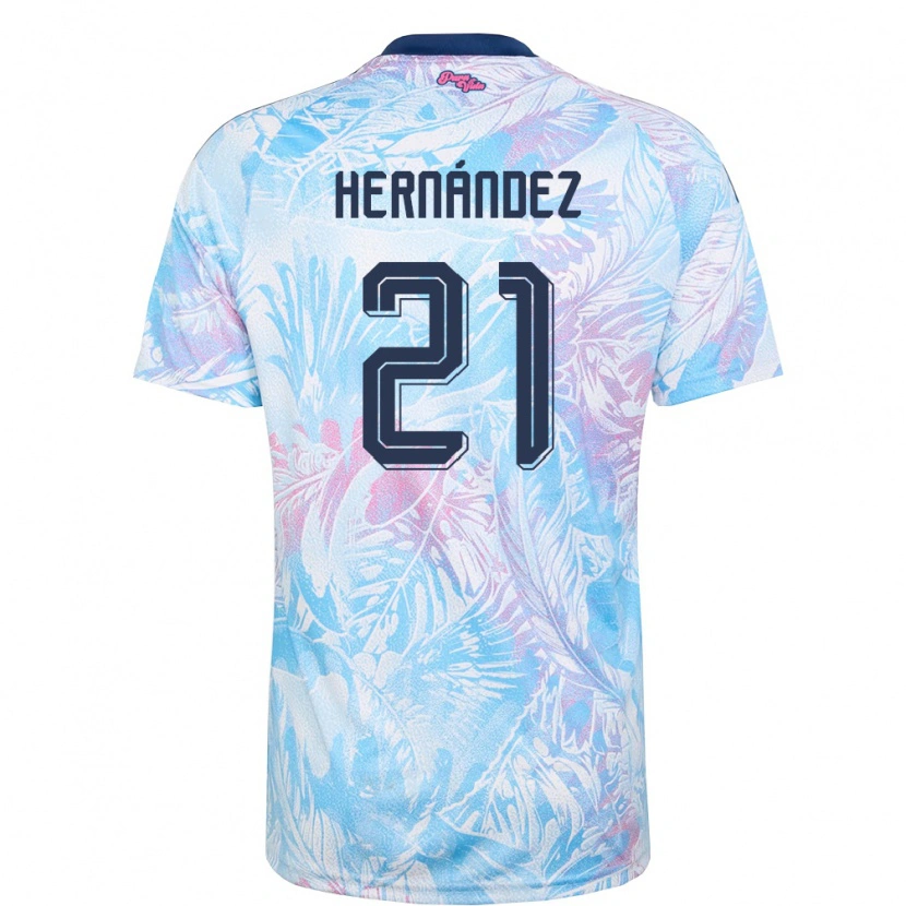 Danxen Kid Costa Rica Keyner Hernández #21 Sky Blue Navy Pink Away Jersey 26-28 T-Shirt