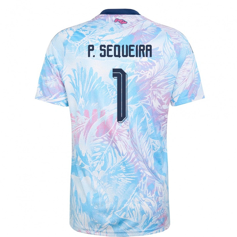 Danxen Kid Costa Rica Patrick Sequeira #1 Sky Blue Navy Pink Away Jersey 26-28 T-Shirt