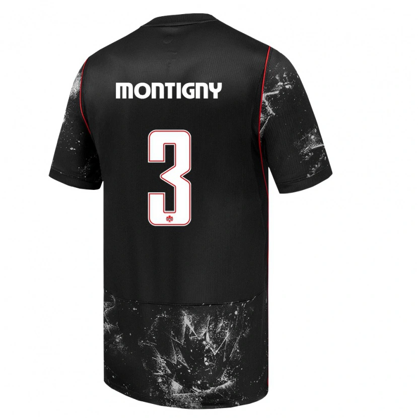Danxen Kid Canada Gaël De Montigny #3 Black White Red Away Jersey 26-28 T-Shirt