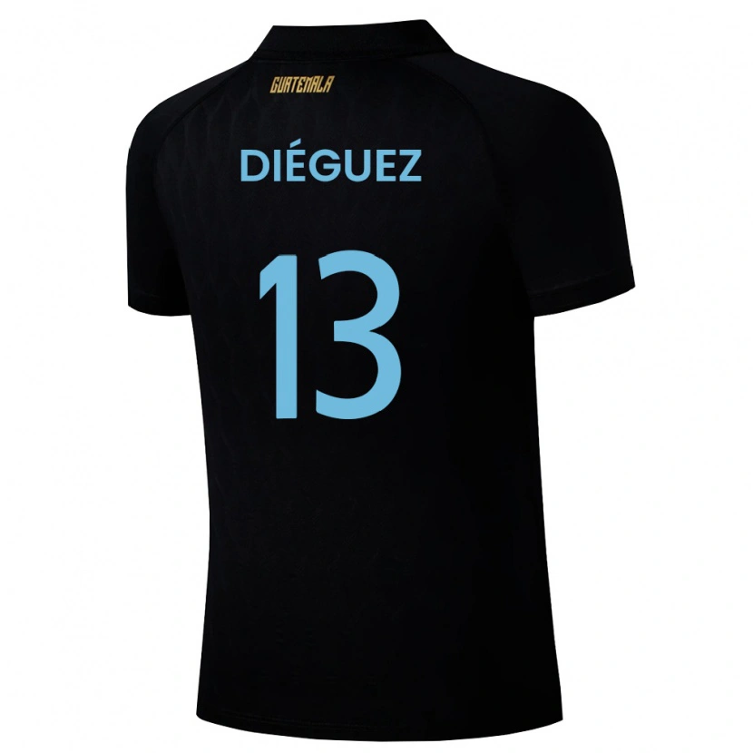 Danxen Kid Guatemala Jonathan Diéguez #13 Black Sky Blue White Away Jersey 26-28 T-Shirt