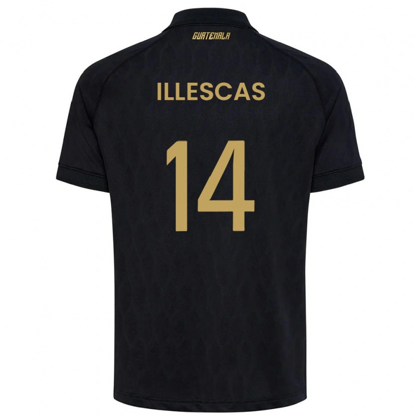 Danxen Kid Guatemala Kevin Illescas #14 Black Sky Blue White Away Jersey 26-28 T-Shirt