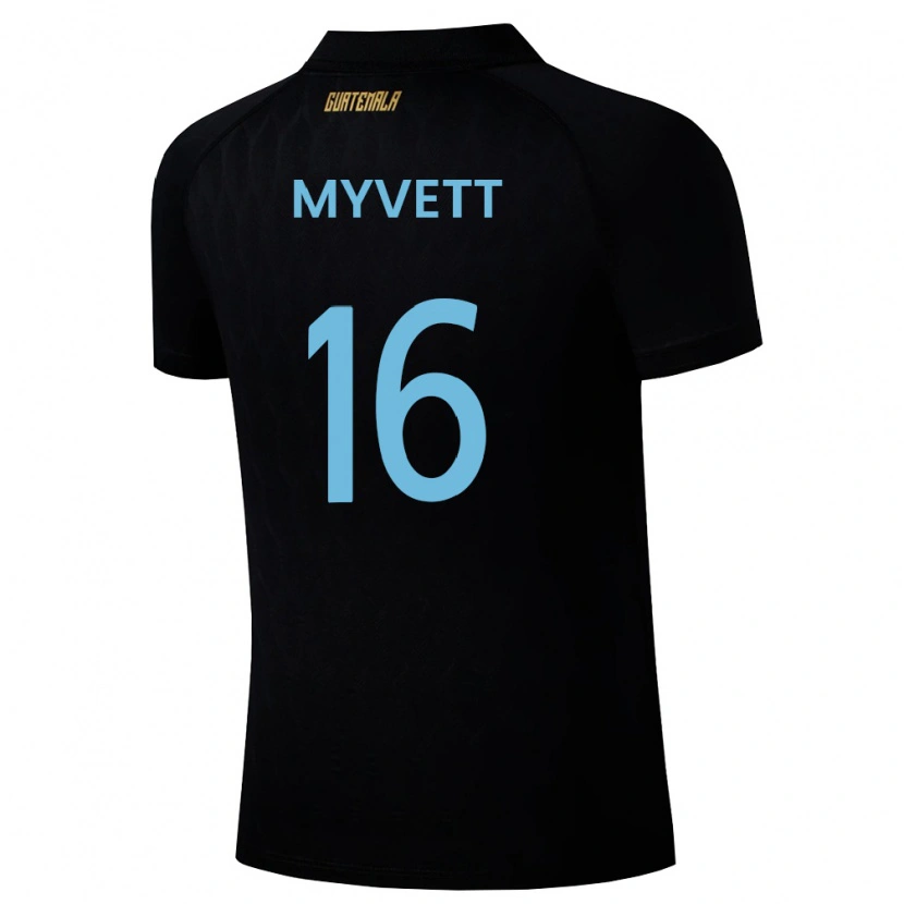 Danxen Kid Guatemala Jemery Myvett #16 Black Sky Blue White Away Jersey 26-28 T-Shirt