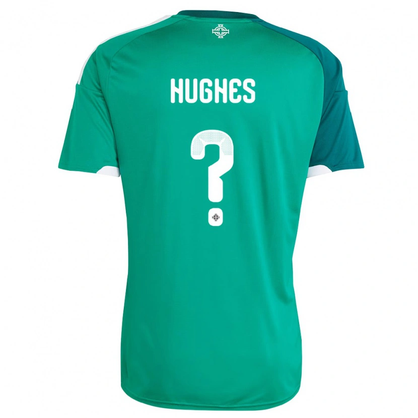 Danxen Men Northern Ireland Harry Hughes #0 Green White Home Jersey 26-28 T-Shirt