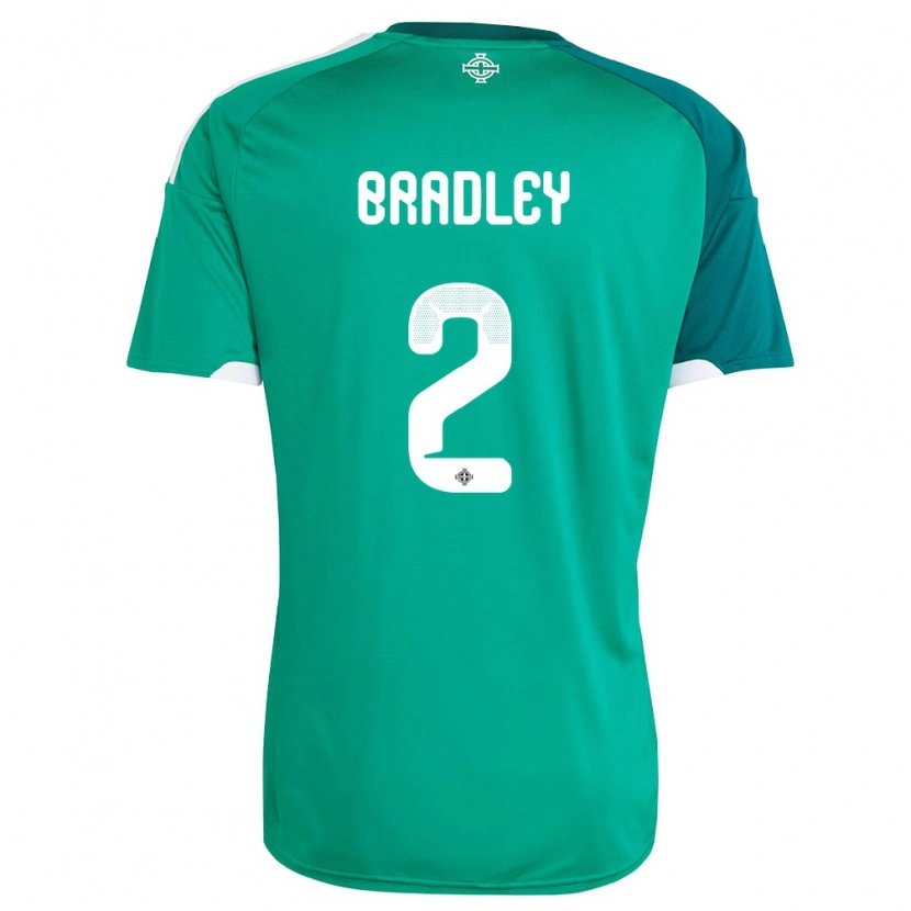 Danxen Men Northern Ireland Conor Bradley #2 Green White Home Jersey 26-28 T-Shirt