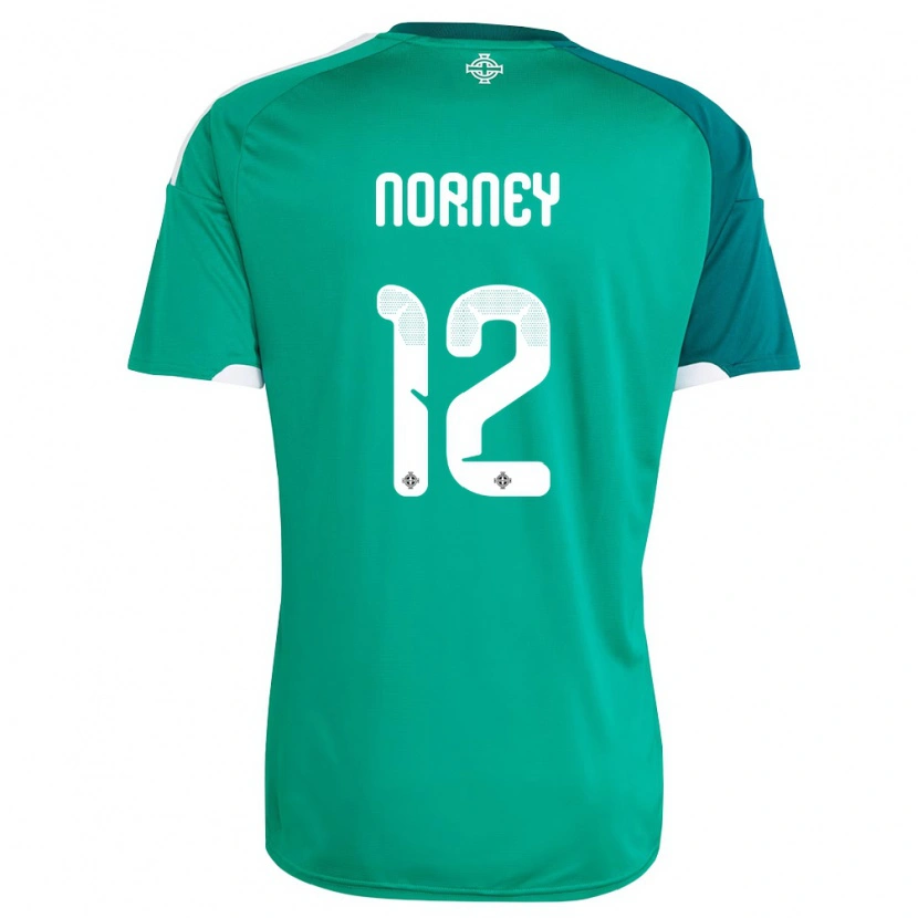 Danxen Men Northern Ireland Rachael Norney #12 Green White Home Jersey 26-28 T-Shirt