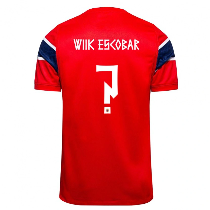 Danxen Men Norway Arn-Sebastian Wiik Escobar #0 Red Navy White Home Jersey 26-28 T-Shirt
