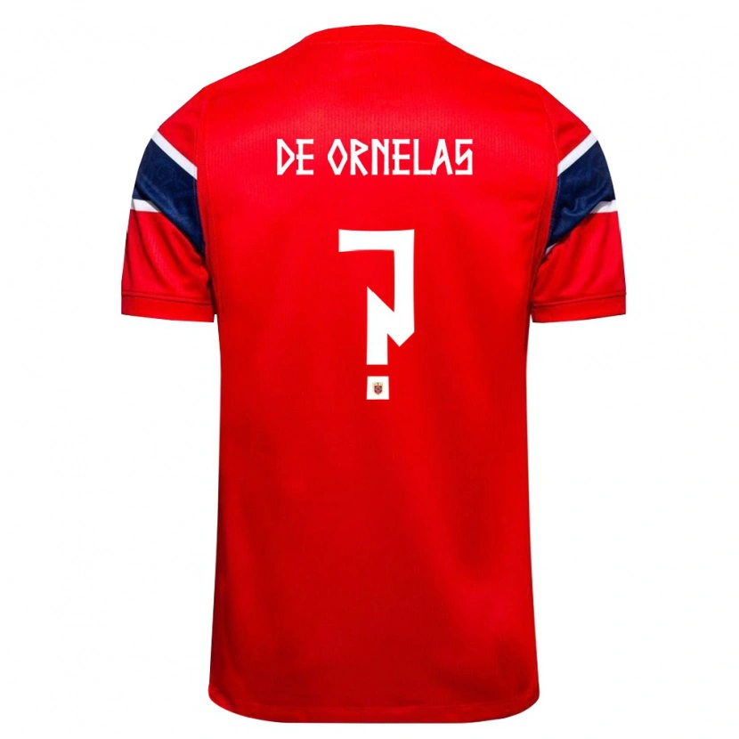 Danxen Men Norway David De Ornelas #0 Red Navy White Home Jersey 26-28 T-Shirt