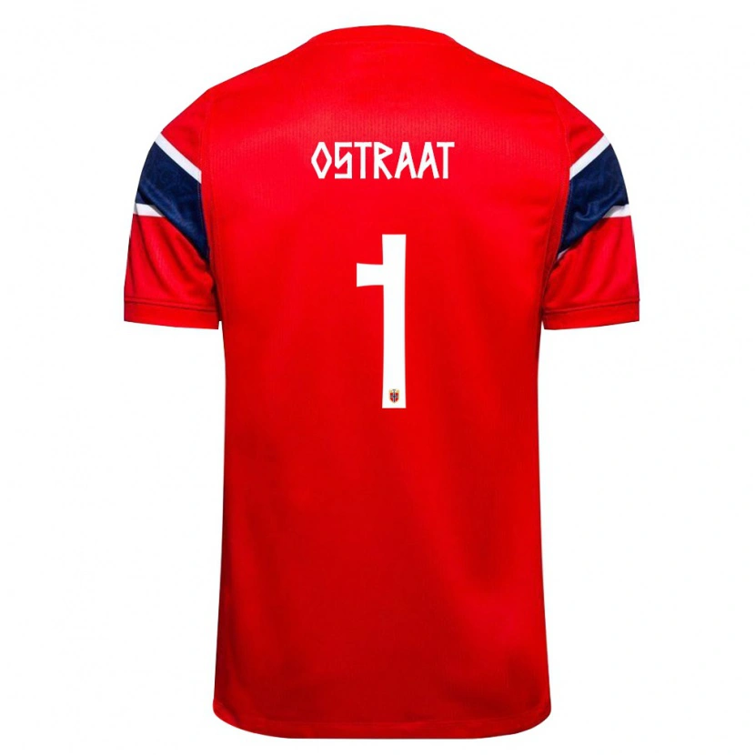 Danxen Men Norway Sander Østraat #1 Red Navy White Home Jersey 26-28 T-Shirt