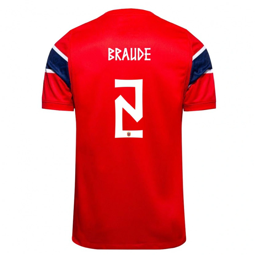 Danxen Men Norway Oliver Braude #2 Red Navy White Home Jersey 26-28 T-Shirt