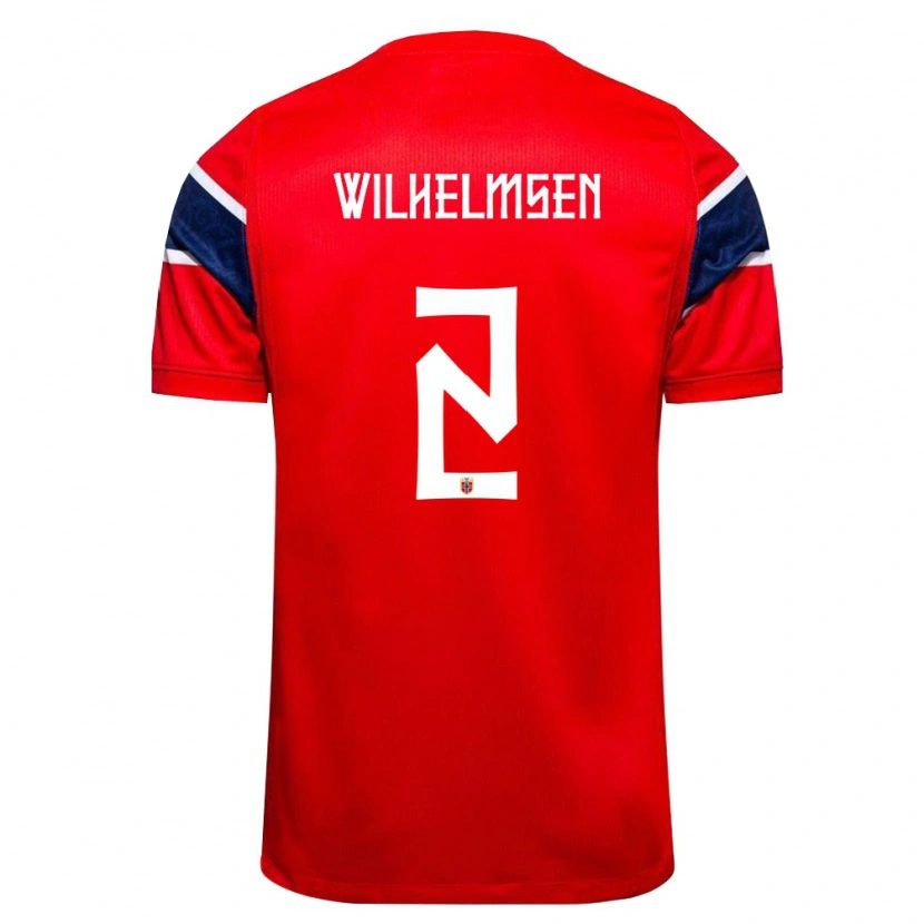 Danxen Men Norway Andreas Wilhelmsen #2 Red Navy White Home Jersey 26-28 T-Shirt