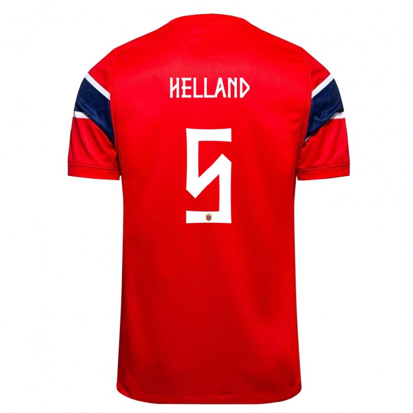 Danxen Men Norway Eivind Helland #5 Red Navy White Home Jersey 26-28 T-Shirt