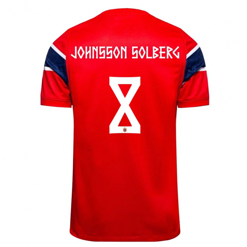 Danxen Men Norway Elias Johnsson Solberg #8 Red Navy White Home Jersey 26-28 T-Shirt