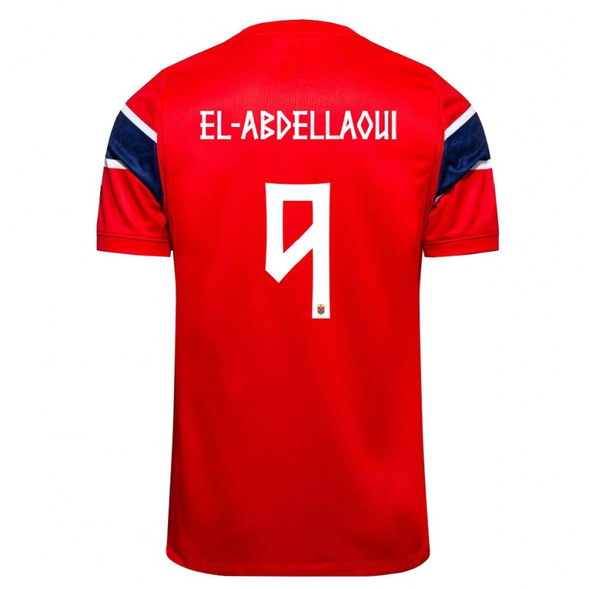 Danxen Men Norway Jones El-Abdellaoui #9 Red Navy White Home Jersey 26-28 T-Shirt