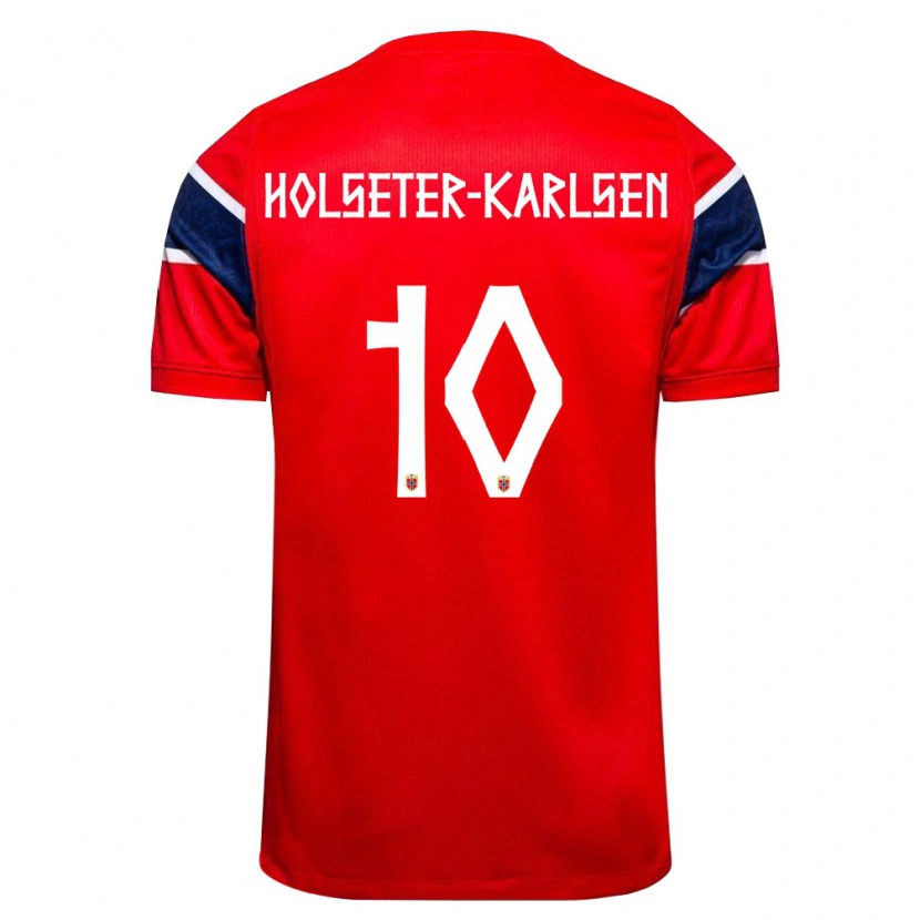 Danxen Men Norway Philip Holseter-Karlsen #10 Red Navy White Home Jersey 26-28 T-Shirt