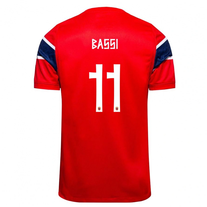 Danxen Men Norway Daniel Bassi #11 Red Navy White Home Jersey 26-28 T-Shirt