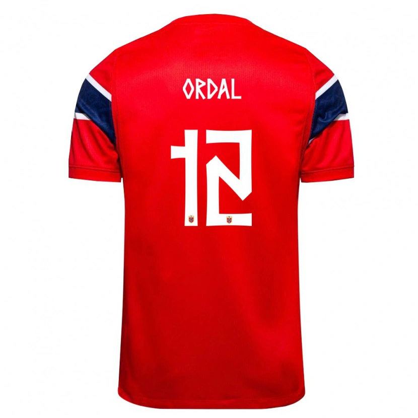 Danxen Men Norway Alexander Ordal #12 Red Navy White Home Jersey 26-28 T-Shirt
