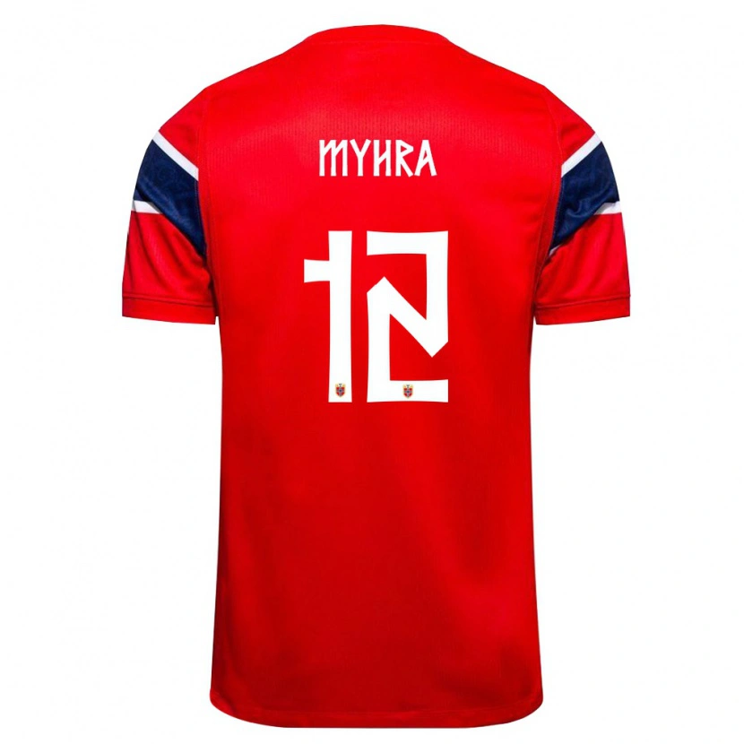 Danxen Men Norway Viljar Myhra #12 Red Navy White Home Jersey 26-28 T-Shirt