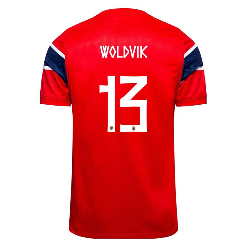 Danxen Men Norway Emilie Woldvik #13 Red Navy White Home Jersey 26-28 T-Shirt