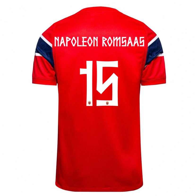 Danxen Men Norway Jakob Napoleon Romsaas #15 Red Navy White Home Jersey 26-28 T-Shirt