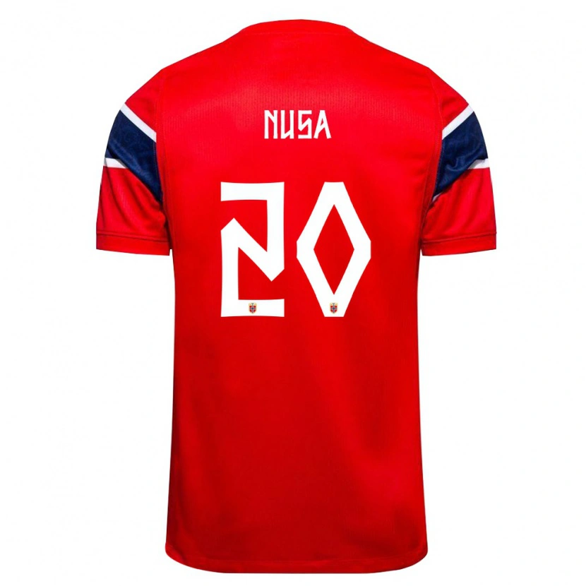 Danxen Men Norway Antonio Nusa #20 Red Navy White Home Jersey 26-28 T-Shirt