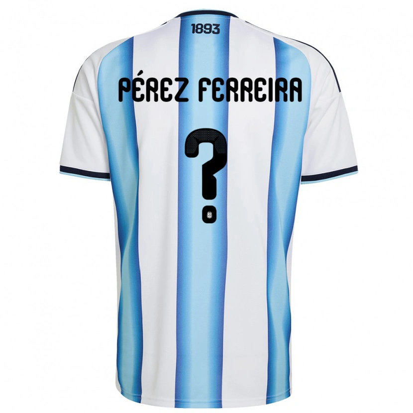 Danxen Men Argentina Thiago Pérez Ferreira #0 White Sky Blue Navy Home Jersey 26-28 T-Shirt