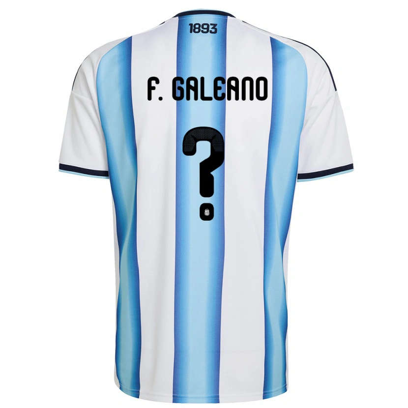 Danxen Men Argentina Facundo Galeano #0 White Sky Blue Navy Home Jersey 26-28 T-Shirt