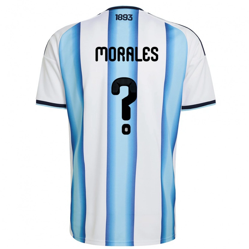 Danxen Men Argentina Ehitan Morales #0 White Sky Blue Navy Home Jersey 26-28 T-Shirt