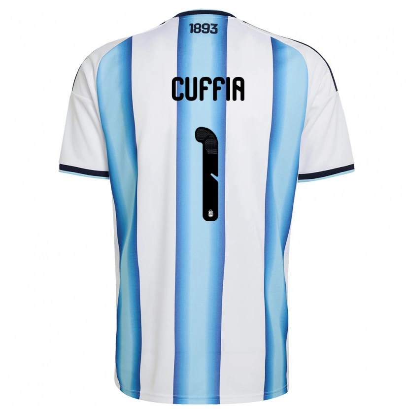 Danxen Men Argentina Lucas Cuffia #1 White Sky Blue Navy Home Jersey 26-28 T-Shirt