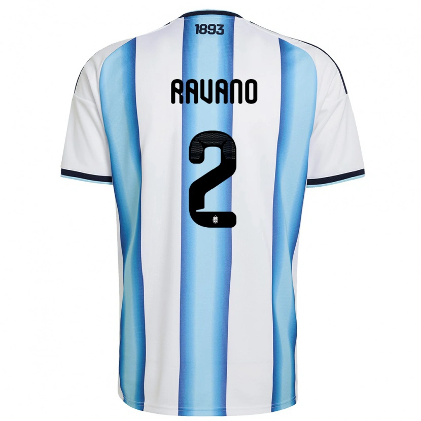 Danxen Men Argentina Jonás Ravano #2 White Sky Blue Navy Home Jersey 26-28 T-Shirt