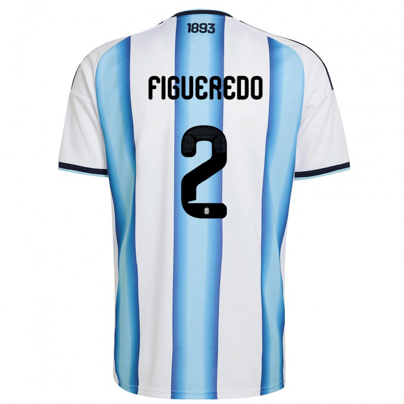 Danxen Men Argentina Leandro Figueredo #2 White Sky Blue Navy Home Jersey 26-28 T-Shirt