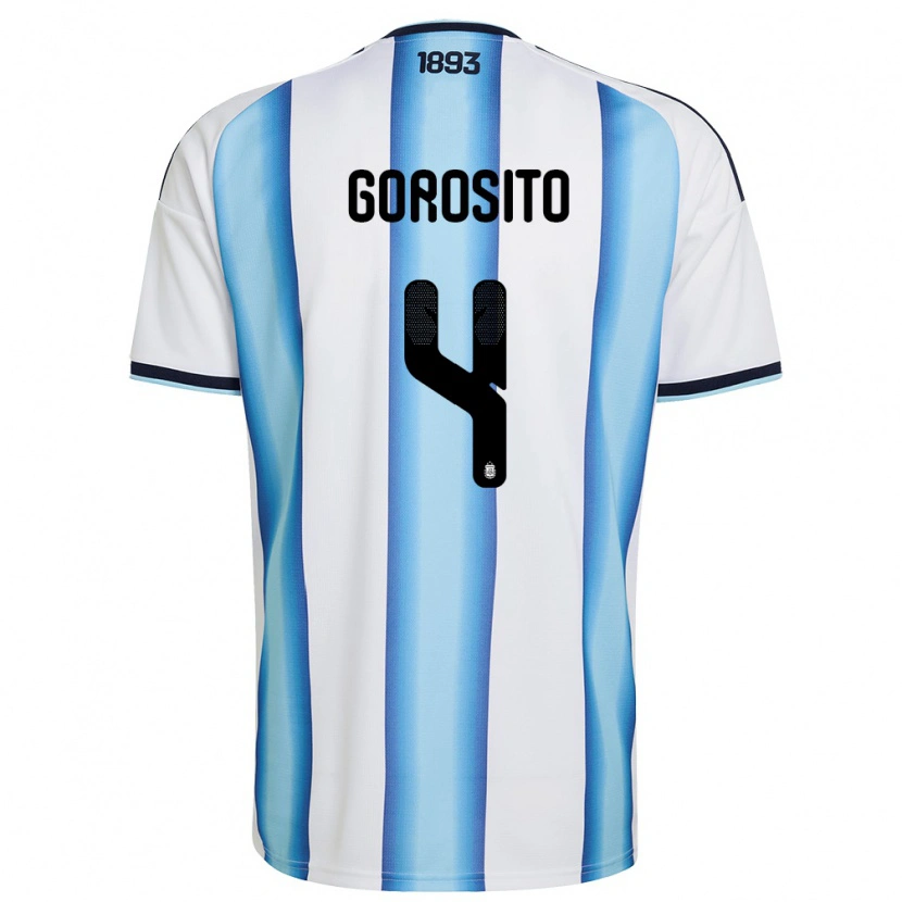 Danxen Men Argentina Dylan Gorosito #4 White Sky Blue Navy Home Jersey 26-28 T-Shirt