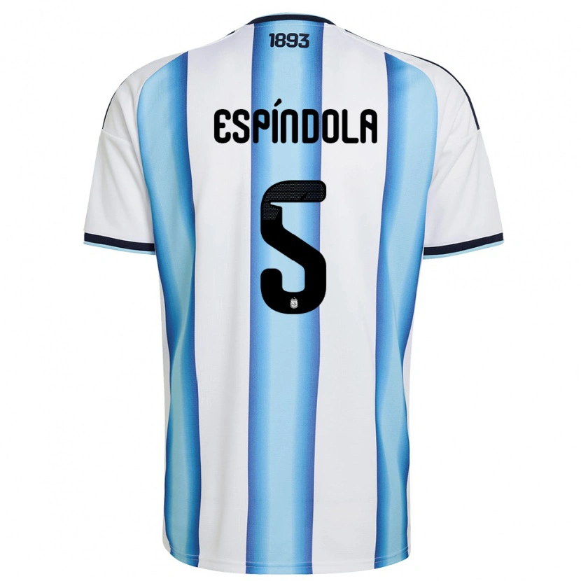Danxen Men Argentina Santiago Espíndola #5 White Sky Blue Navy Home Jersey 26-28 T-Shirt
