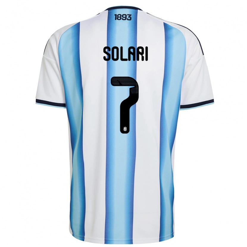 Danxen Men Argentina Pablo Solari #7 White Sky Blue Navy Home Jersey 26-28 T-Shirt