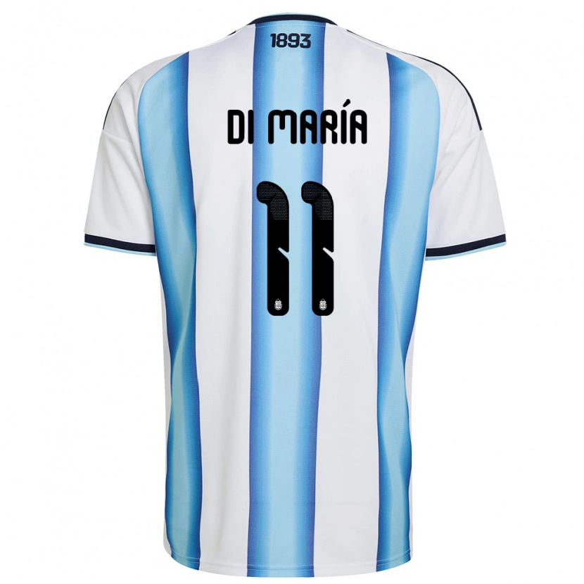 Danxen Men Argentina Angel Di Maria #11 White Sky Blue Navy Home Jersey 26-28 T-Shirt