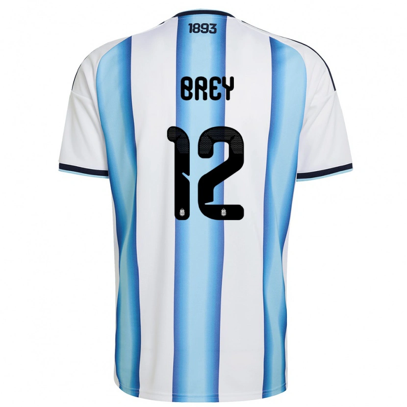 Danxen Men Argentina Leandro Brey #12 White Sky Blue Navy Home Jersey 26-28 T-Shirt