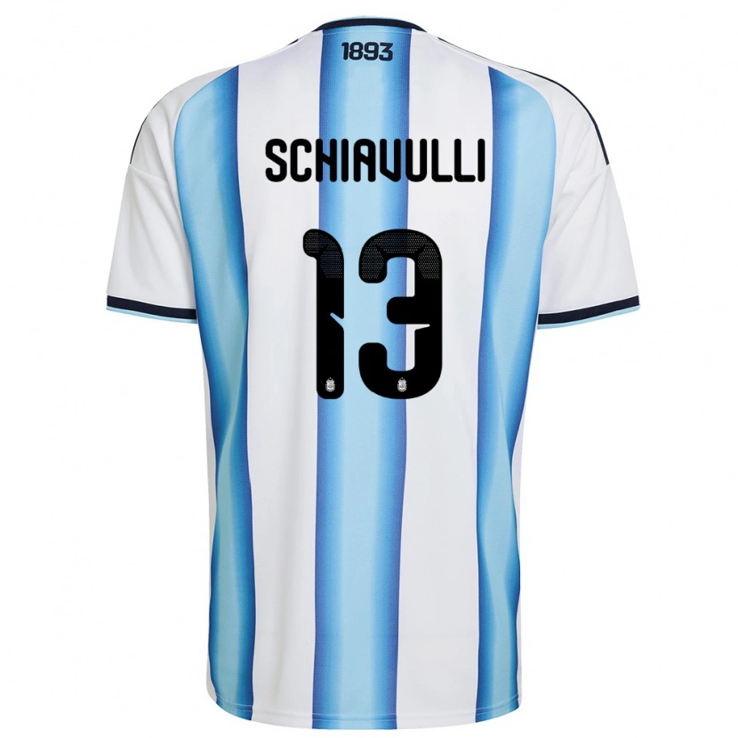 Danxen Men Argentina Thiago Schiavulli #13 White Sky Blue Navy Home Jersey 26-28 T-Shirt
