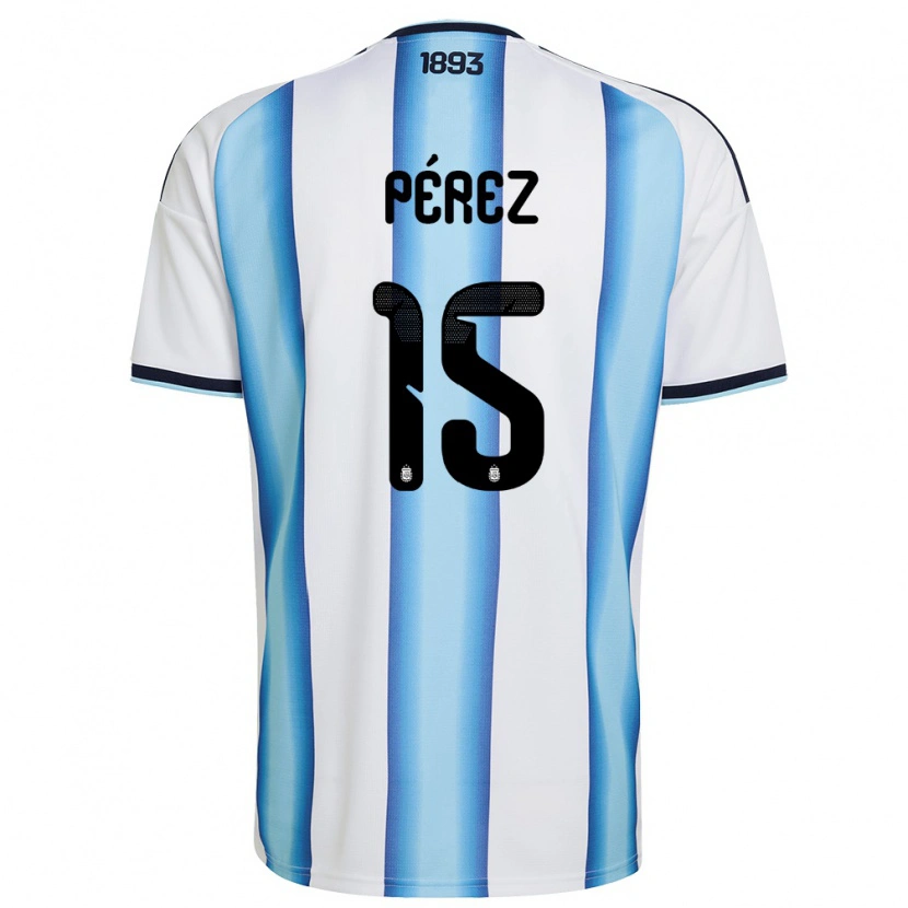 Danxen Men Argentina Tomás Pérez #15 White Sky Blue Navy Home Jersey 26-28 T-Shirt
