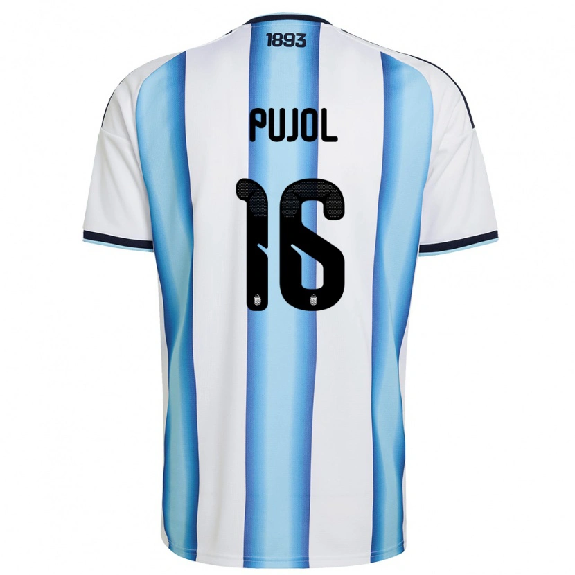 Danxen Men Argentina Felipe Pujol #16 White Sky Blue Navy Home Jersey 26-28 T-Shirt