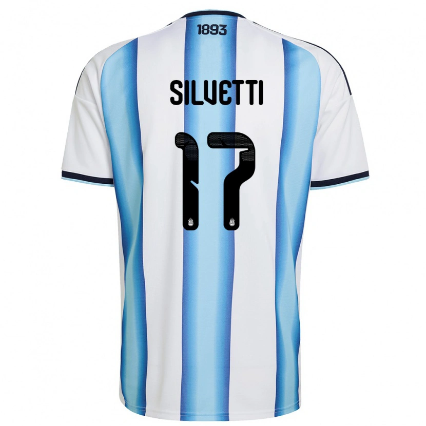 Danxen Men Argentina Mateo Silvetti #17 White Sky Blue Navy Home Jersey 26-28 T-Shirt