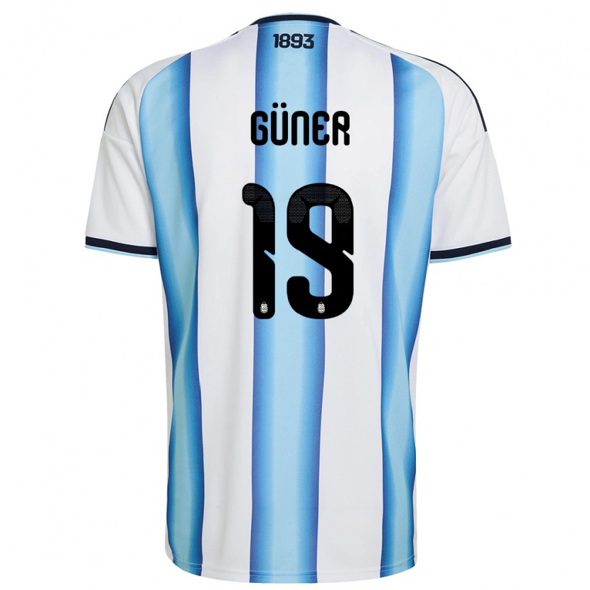 Danxen Men Argentina Armando Güner #19 White Sky Blue Navy Home Jersey 26-28 T-Shirt