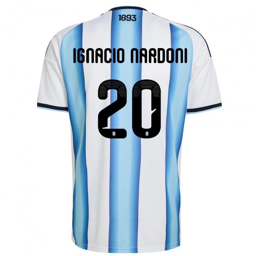 Danxen Men Argentina Juan Ignacio Nardoni #20 White Sky Blue Navy Home Jersey 26-28 T-Shirt