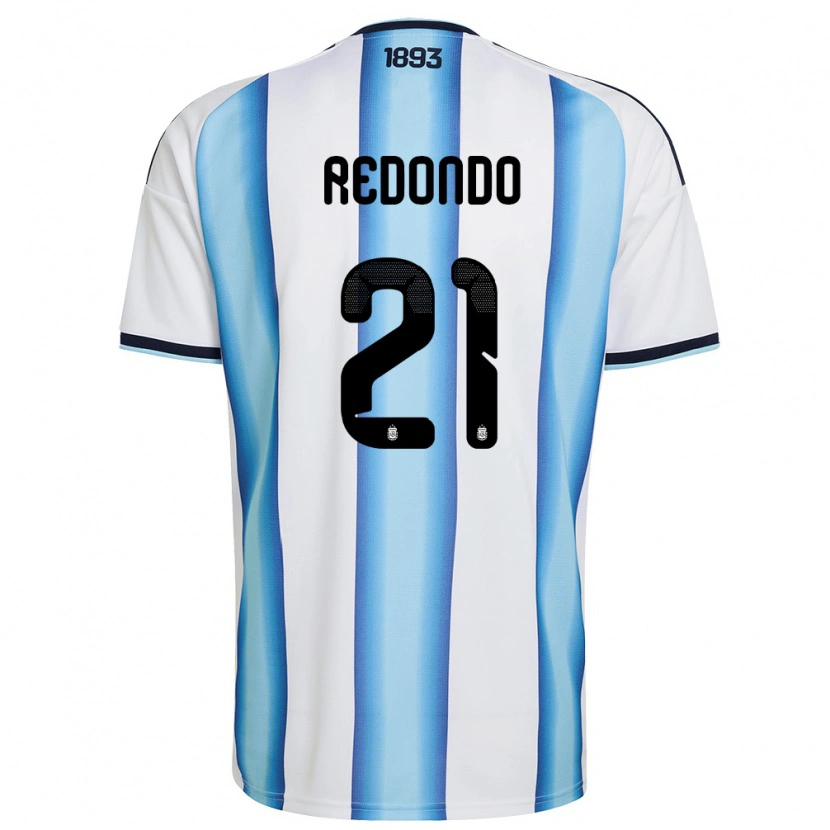 Danxen Men Argentina Federico Redondo #21 White Sky Blue Navy Home Jersey 26-28 T-Shirt