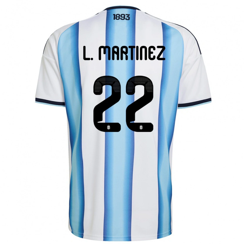 Danxen Men Argentina Lautaro Martínez #22 White Sky Blue Navy Home Jersey 26-28 T-Shirt