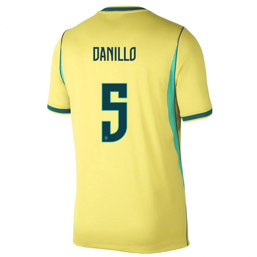Danxen Men Brazil Danillo #5 Yellow Green Home Jersey 26-28 T-Shirt