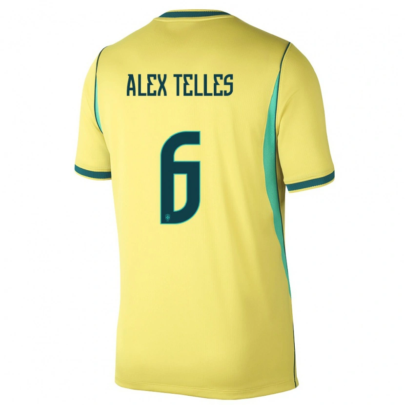 Danxen Men Brazil Alex Telles #6 Yellow Green Home Jersey 26-28 T-Shirt