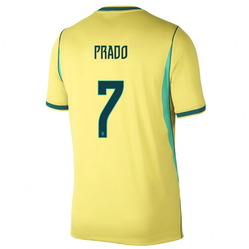 Danxen Men Brazil Gustavo Prado #7 Yellow Green Home Jersey 26-28 T-Shirt