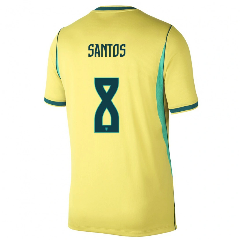 Danxen Men Brazil Andrey Santos #8 Yellow Green Home Jersey 26-28 T-Shirt