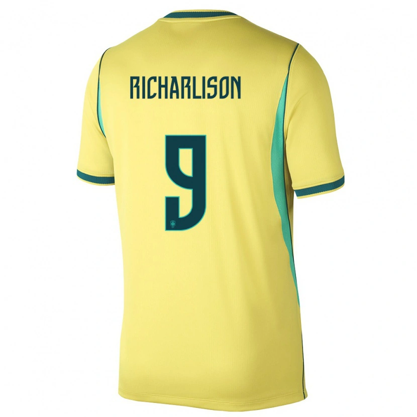 Danxen Men Brazil Richarlison #9 Yellow Green Home Jersey 26-28 T-Shirt