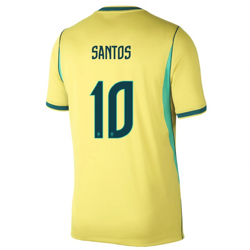 Danxen Men Brazil Kayke Santos #10 Yellow Green Home Jersey 26-28 T-Shirt