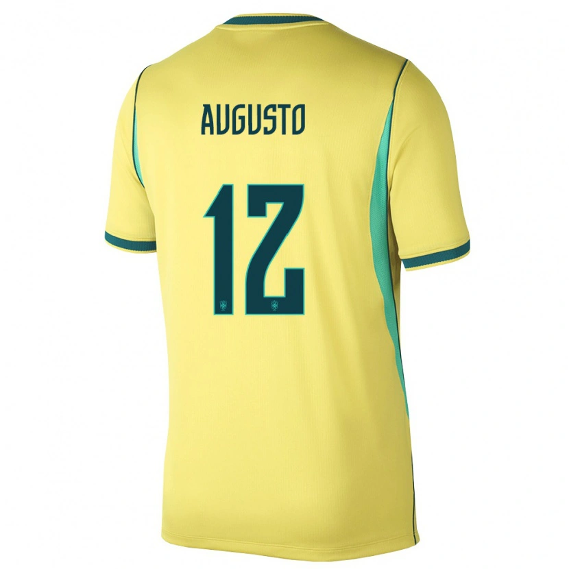 Danxen Men Brazil Cesar Augusto #12 Yellow Green Home Jersey 26-28 T-Shirt